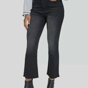 Karl Lagerfeld Faded Black Cut Hem Flare Jeans